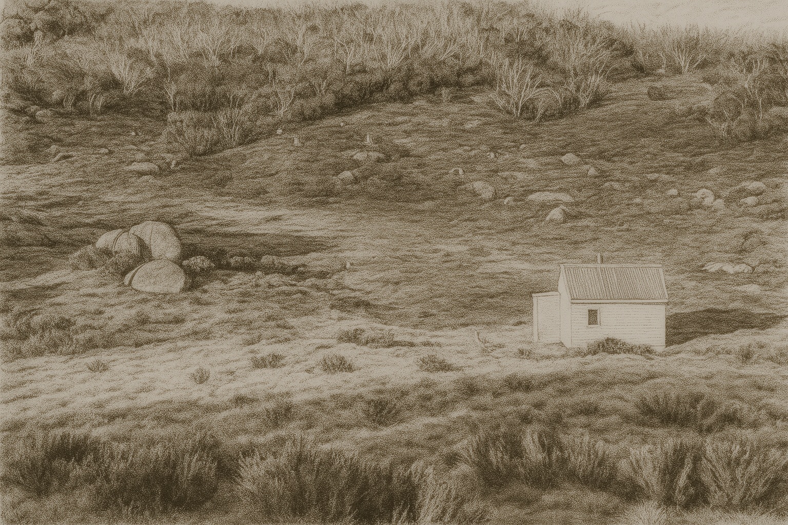 Drawing of Derschkos Hut