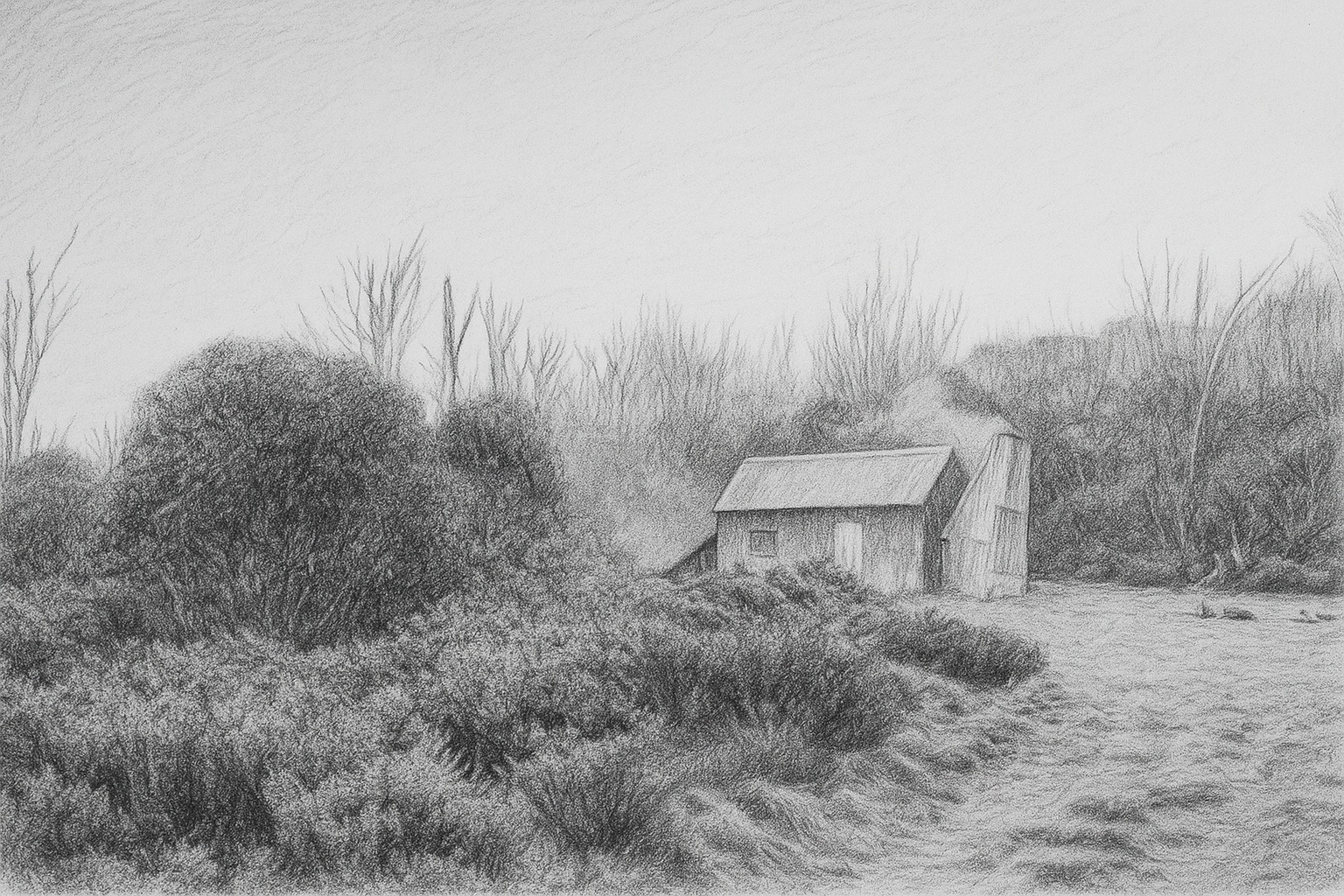 Drawing of Grey Mare Hut
